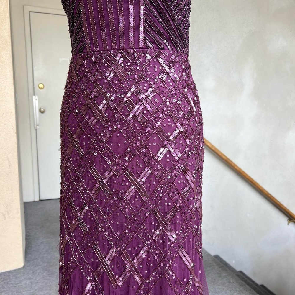 NWT Adrianna Papell Elegant Purple Beaded Evening Gown 1920s Gatsby - Picture 6 of 6